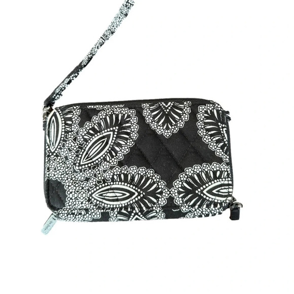 Vera Bradley wristlet wallet. Black and white. 2 zippers and pocket. - Picture 2 of 7